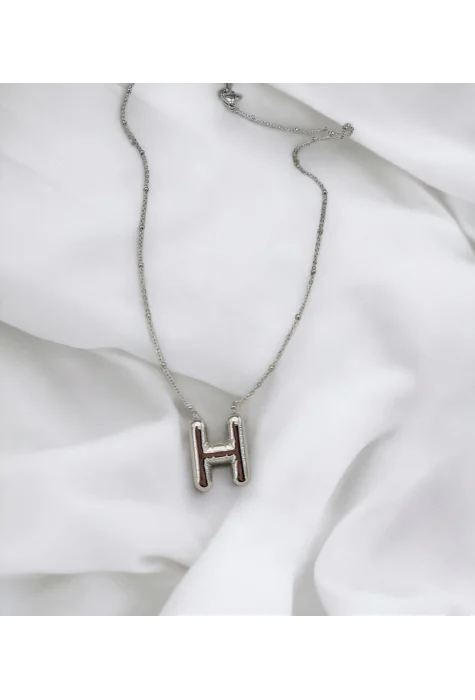 Çelik Harf Kolye Gümüş Renk H
