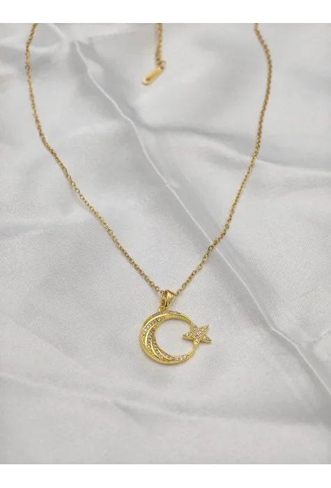 Çelik Türk Bayrağı Tasarımlı Kolye