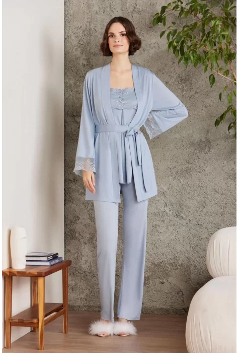 Kaliteli Şık Mist Renkli 3Lü Pijama Takımı