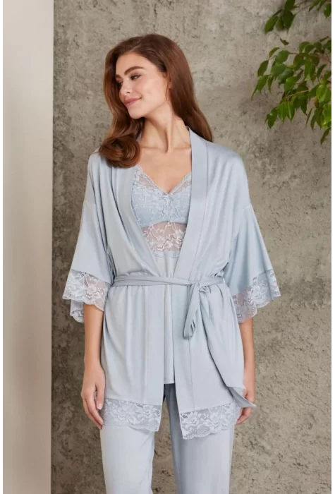 Kaliteli Şık Mist Renkli 3Lü Pijama Takımı