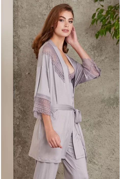 Kaliteli Şık Royal Dantelli Penye Pijama Takımı