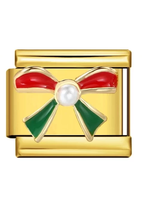 Fiyonk Kurdele Desenli İtalyan Gold Charm