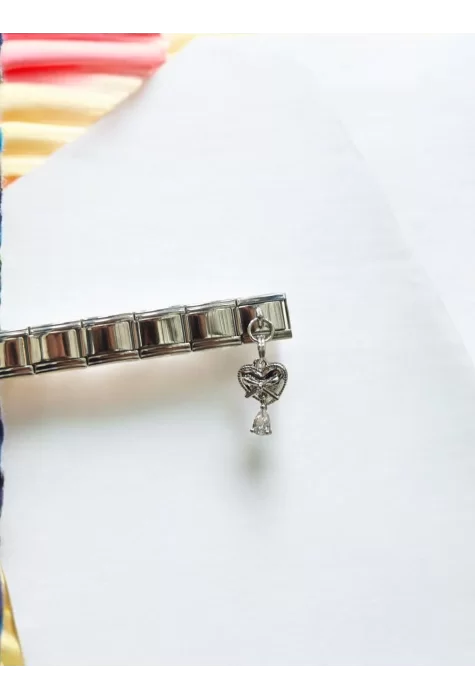 Fiyonk ve Kalp Detaylı İtalyan Charm