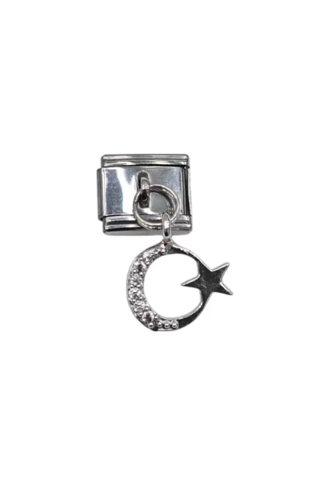 Hilal Yıldız Desenli Sallantılı İtalyan Charm