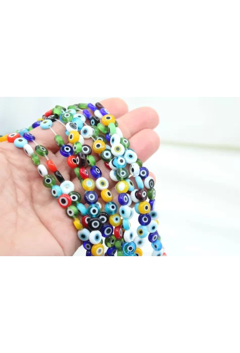 İpe Dizili 8mm Mix Cam Nazar