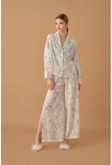 IRIS Şık ve Rahat Kadın Braletli Pijama Takımı - Beyaz