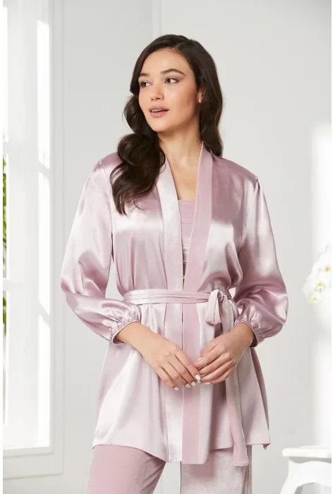 Kaliteli Şık Kadın Crop Pijama Takımı - Rose Renk