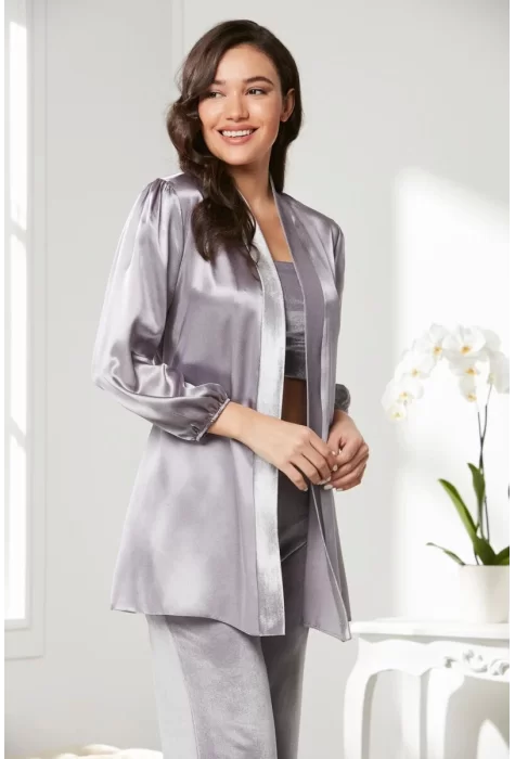 Kadife Şık Kadın Crop Pijama Takımı - Royal