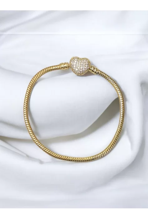Kalp Detaylı Gold Renk Bileklik
