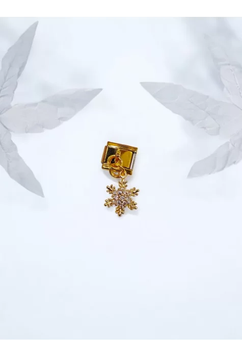 Kar Tanesi Desenli İtalyan Charm Sallantılı