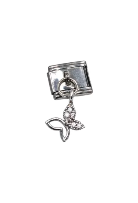 Kelebek Desenli İtalyan Charm Zirkon Taşlı