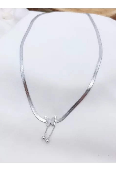 Kelebek Model Kolye Gümüş Renk
