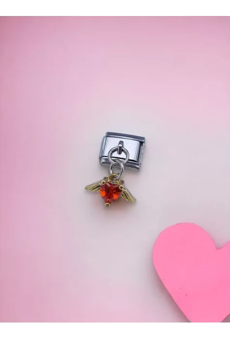 Kırmızı Taşlı Sallantılı Charm