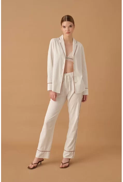 Kylie Şık Rahat Beyaz Kadın Pijama Takımı