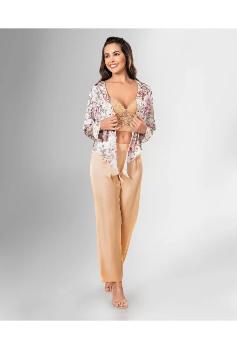 Kaliteli Şık 3lü Gold Pijama Takımı
