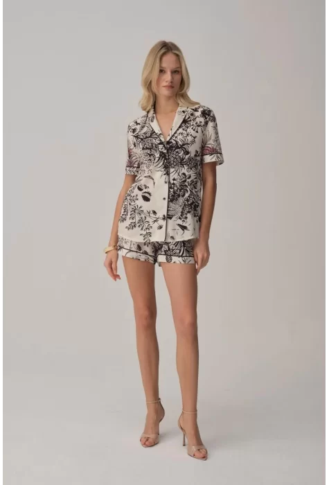 LUNA Şık Beyaz Kadın Pijama Takımı