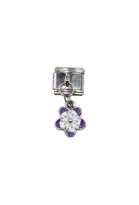 Mor Renk Yonca Desenli İtalyan Charm