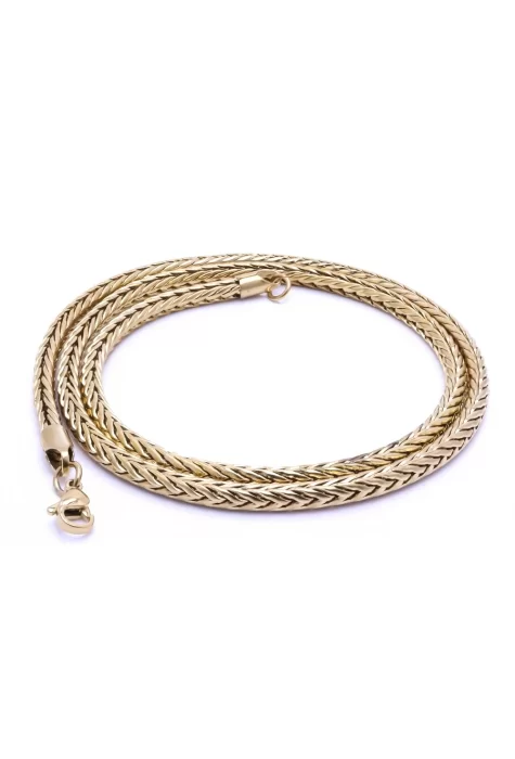 Oval Kral Bakla Örgülü Çelik Kolye 4Mm