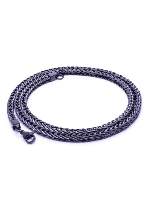 Oval Kral Bakla Örgülü Çelik Kolye 4Mm