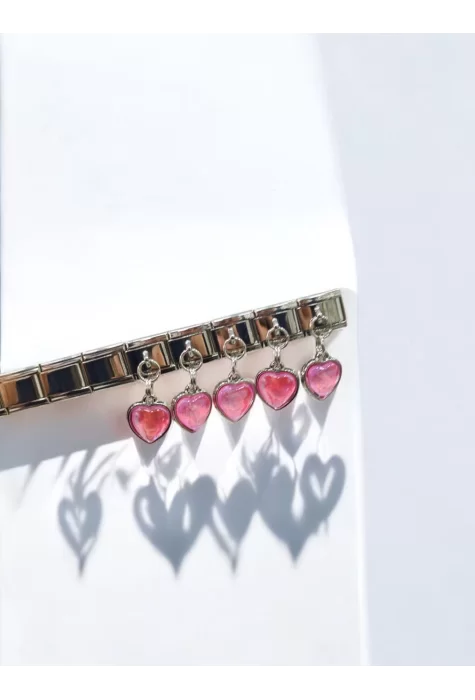 Pembe Kalp Detaylı İtalyan Charm