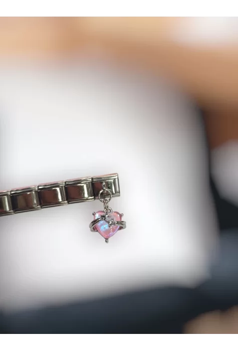 Pembe Kalp Figürlü İtalyan Charm