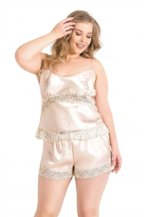 Büyük Beden Şık Saten Babydoll Şort Takımı