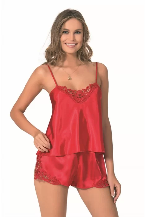 Kırmızı Şık Saten Babydoll Gecelik