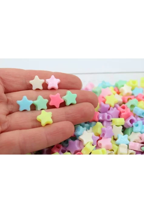 Renkli İri Delik Yıldız Boncuk 10gr