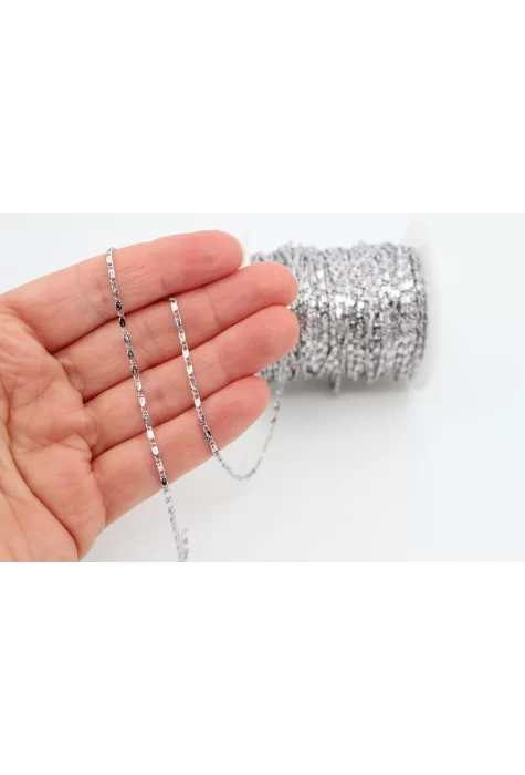 Rodyum Kap. Basık İnce Zincir