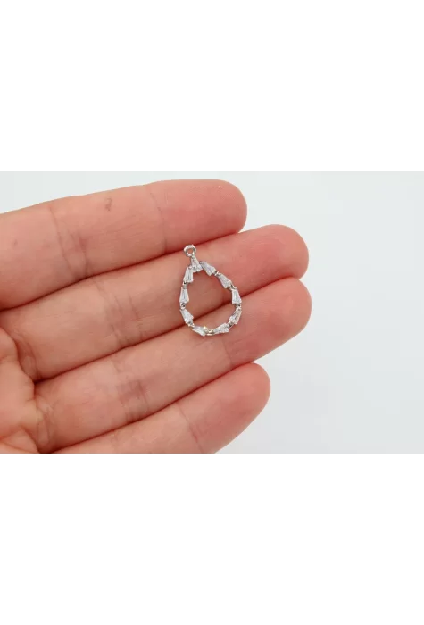 Rodyum Kaplama Baget Taşlı Damla Model