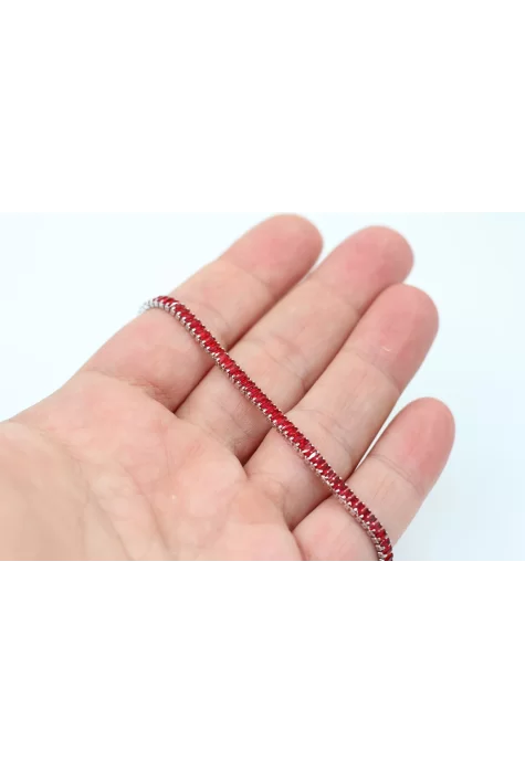 Rodyum Kaplama Kırmızı Minik Baget Taşlı Su Yolu Bileklik