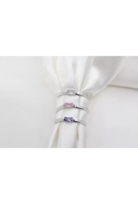Rodyum Kaplama Mini Zirkon Baget Taşlı Yüzük