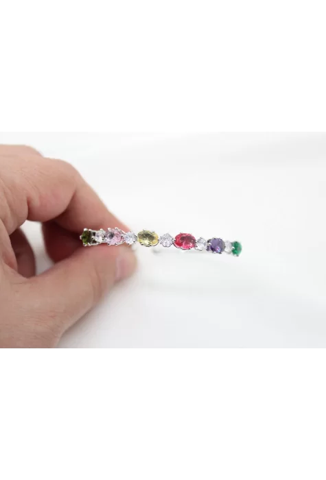 Rodyum Kaplama Mix Oval Taşlı Bileklik