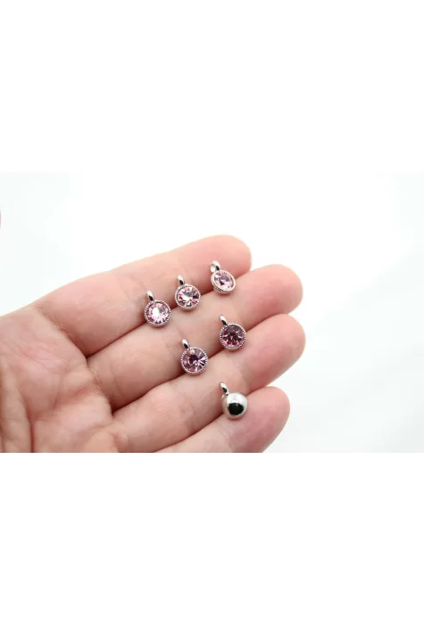 Rodyum Kaplama Tek Taş Sallantı Aparat Pembe