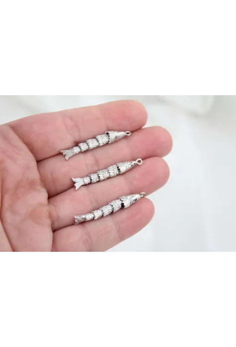 Rodyum Kaplama Turuncu Gözlü İnce Büyük Oynar Balık