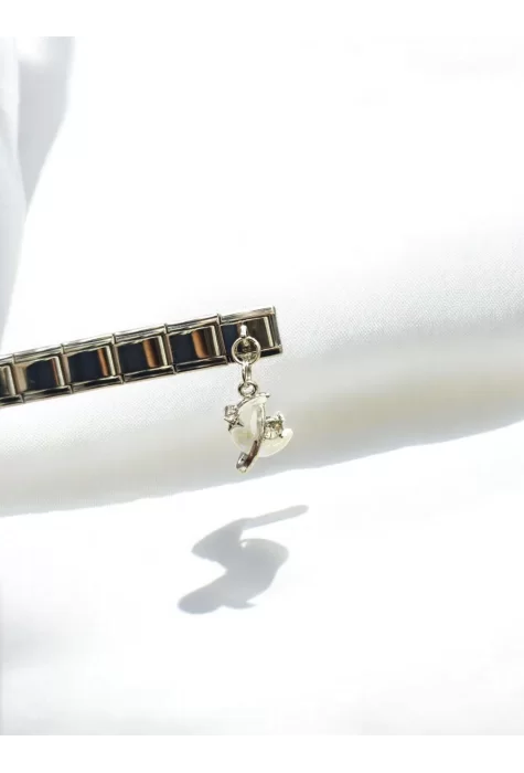 Sallantılı Beyaz Hilal Detaylı İtalyan Charm