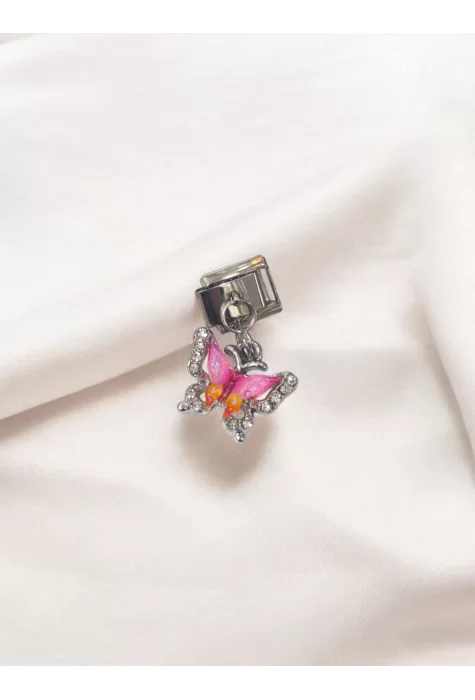 Sallantılı Kelebek İtalyan Charm Pembe