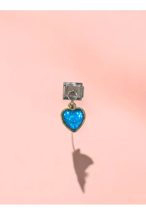 Sallantılı Mavi Kalp Detaylı İtalyan Charm