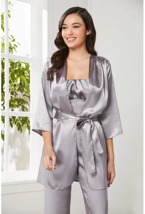 Kaliteli Şık Saten Kadın Pijama Takımı - Royal