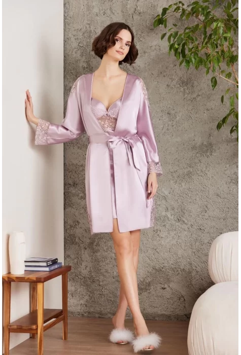LUX Şık Saten Gelin Çeyiz Seti - Rose Renk