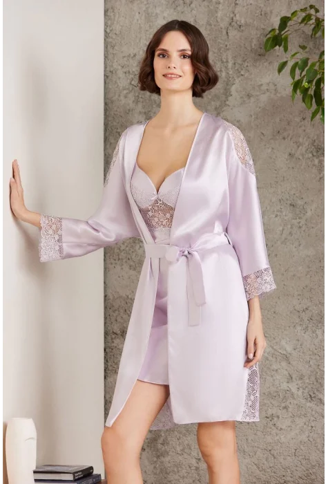 LUX Saten Altılı Şık Gelin Çeyiz Seti Viola Renk