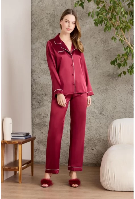 Kaliteli Şık Bordo Kadın Pijama Takımı