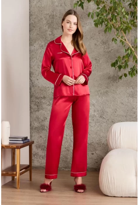Kaliteli Şık Kırmızı Kadın Pijama Takımı