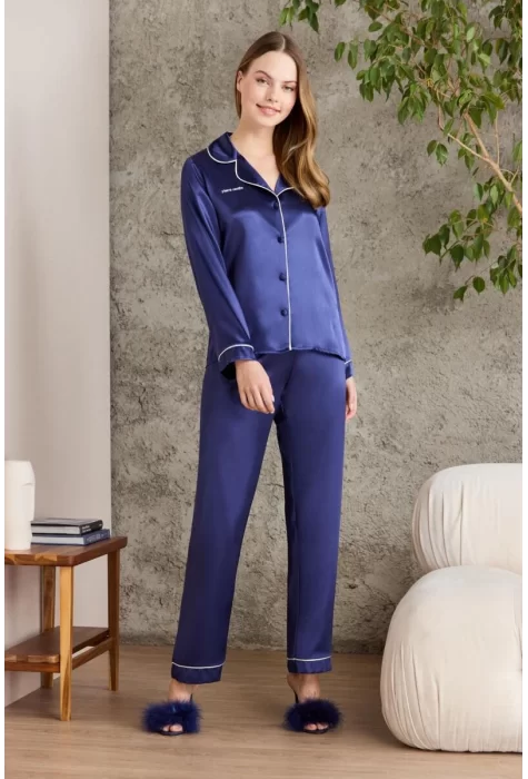 Kaliteli Şık Lacivert Kadın Pijama Takımı