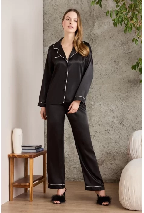 Kaliteli Şık Siyah Kadın Pijama Takımı