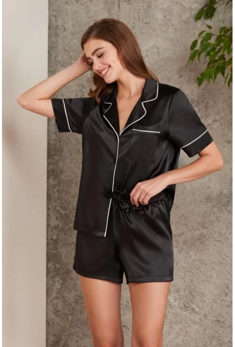 Kaliteli Şık Siyah Kadın Pijama Takımı