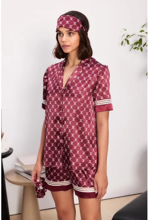 Kaliteli Şık Bordo Kadın Pijama Takımı