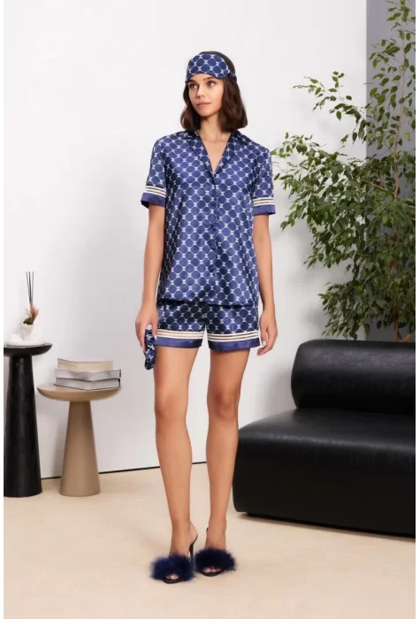 Kaliteli Şık Lacivert Kadın Pijama Takımı