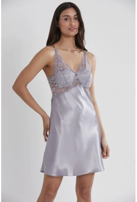 Saten Dantelli Kadın Gecelik - 605 Royal