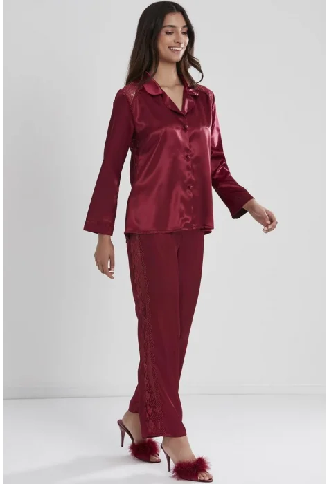 Kaliteli Şık Bordo Kadın Pijama Takımı
